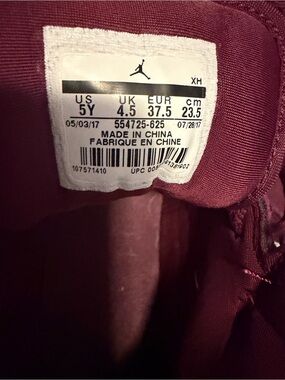 Jordan Kids' Maroon/White Athletic Shoes
